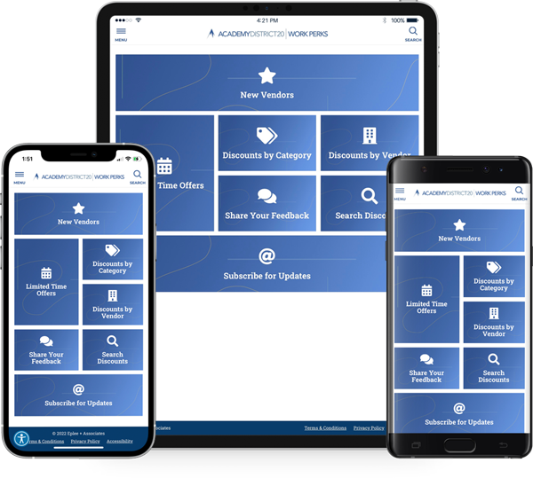 Academy District 20 Work Perks Mobile App Screenshots